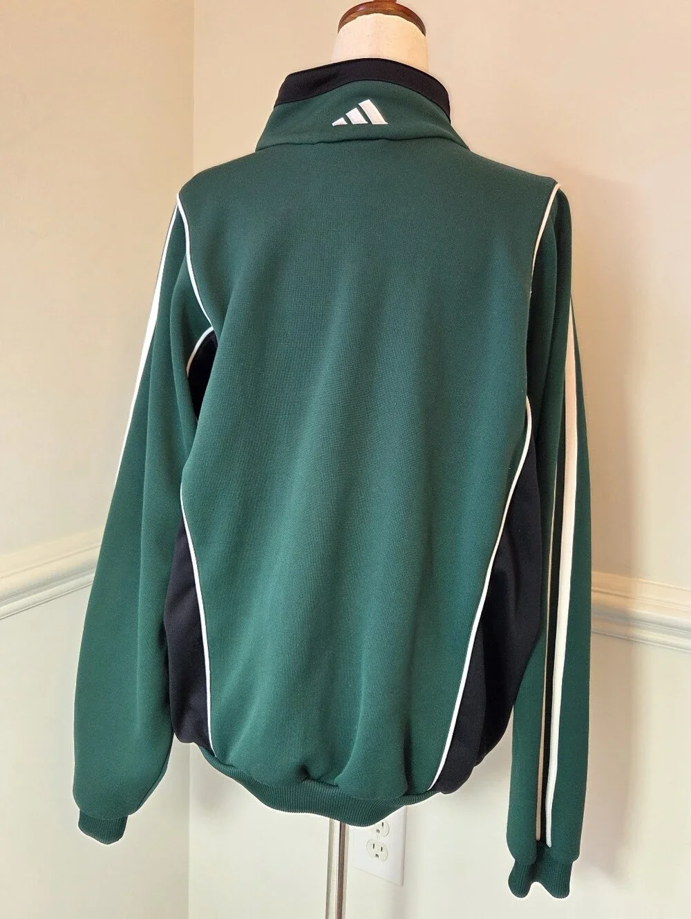Adidas Vintage Track Jacket Mens L Green Navy 3 Stripe Colorblock Y2K Retro
